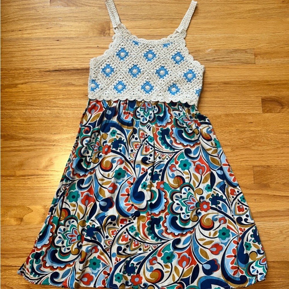 Bebe Blue and White Sundress Sleeveless Casual